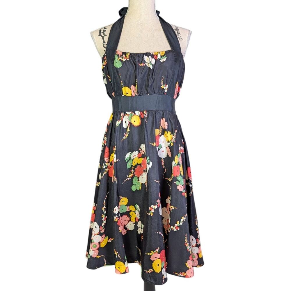 Anthropologie Moulinette Soeurs Silk Floral Halter Fit & Flare Dress 6